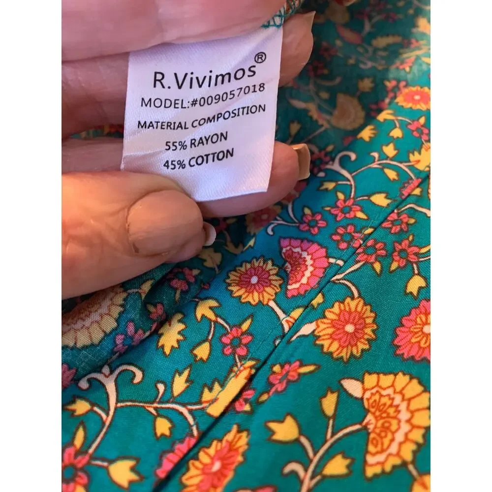 Bohemian Peasant Maxi Dress Romantic Floral Flowy Whimsical Womens SZ XL - Picture 5 of 10